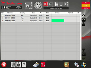Screen List of order in POS Nightclub Screen List of order in POS
